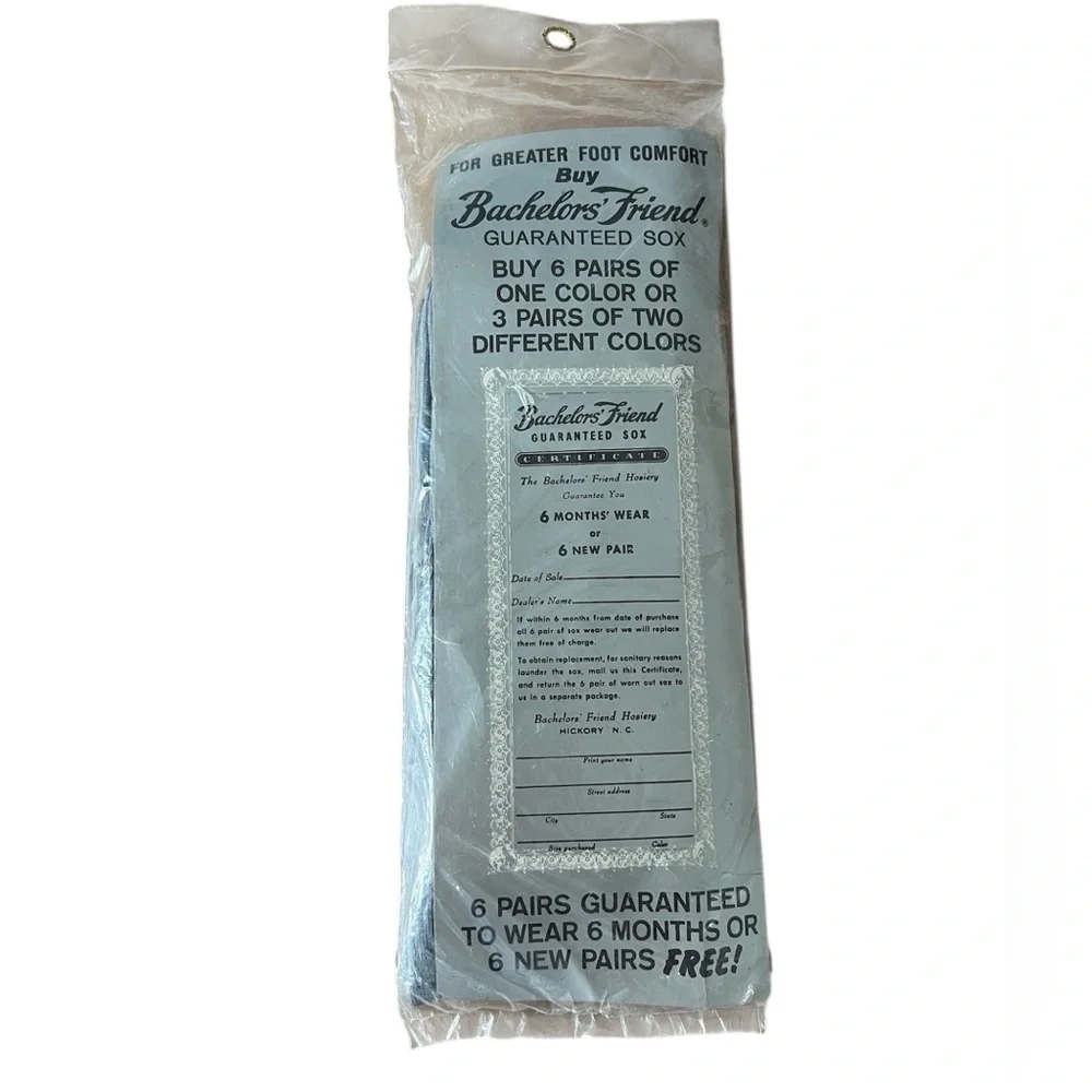 Vintage 1950s Bachelor’s Friend Men’s Socks – Unopened Original Package Size 12 - Picture 2 of 6